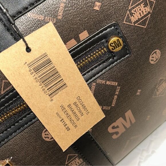 Steve Madden Unisex Brown/Black Duffle Weekender
Bag(NWT) - Picture 6 of 12